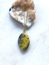 Load image into Gallery viewer, Jasper, Grey and Yellow. Natural stone. Back view. Hand crafted by Full Moon Designs.