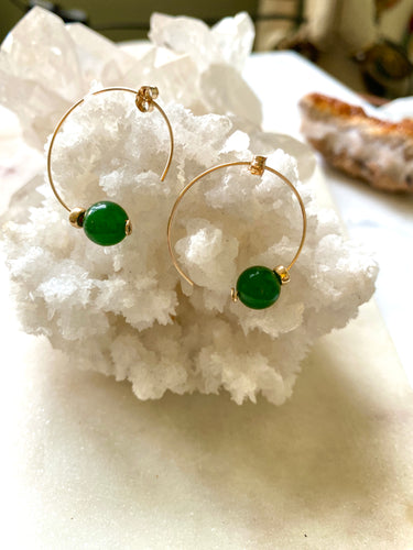 Jade Goldfilled Hoops Earrings