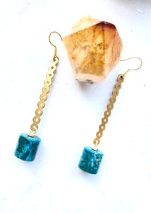 Chrysocolla Brass Earrings