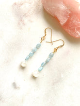 Load image into Gallery viewer, Aquamarine and Moonstone Gold Filled Earrings