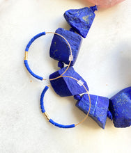 Load image into Gallery viewer, Lapis Lazuli Goldfilled Hoops Earrings