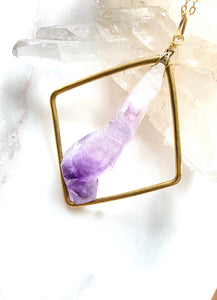 Amethyst Brass Necklace. Side view
