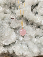 Load image into Gallery viewer, Rose Quartz Goldfilled Necklace by Full Moon Designs.  Back view.