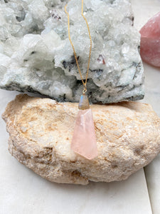 Rose Quartz and Labradorite Goldfilled Necklace. Handcrafted by Full Moon Designs. Back of Necklace.