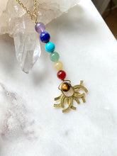 Load image into Gallery viewer, Chakra stones gold necklace-side view