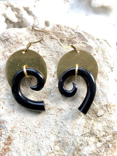 Load image into Gallery viewer, Horn and Brass Earrings - Full Moon Designs