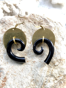 Horn and Brass Earrings - Full Moon Designs