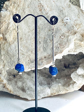 Load image into Gallery viewer, lapis lazuli dangly silver earrings