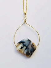 Load image into Gallery viewer, Agate (Grey) Gold Necklace - Full Moon Designs