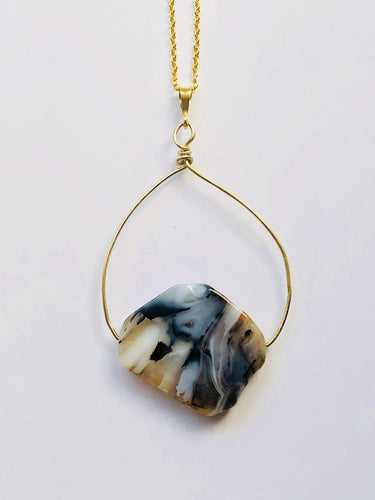 Agate (Grey) Gold Necklace - Full Moon Designs