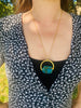 Lady wearing Jasper (Blue) Gold Necklace