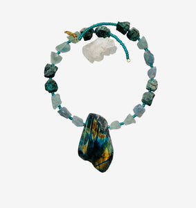 Labradorite, Fluorite, Chrysocolla Necklace. Designed by Full Moon Designs.