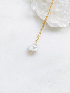 Mother of Pearl (Keshi Pearl) Gold Necklace