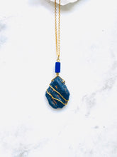 Load image into Gallery viewer, Black Tourmaline with Lapis Lazuli Gold Necklace