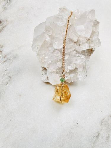 Citrine and Aventurine Goldfilled  Necklace