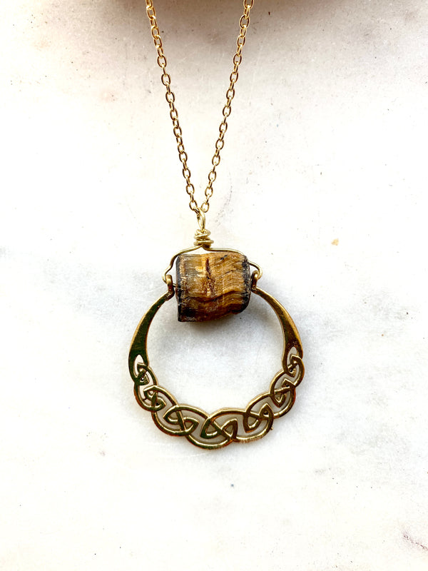 Tiger's Eye Gold Necklace (brass)