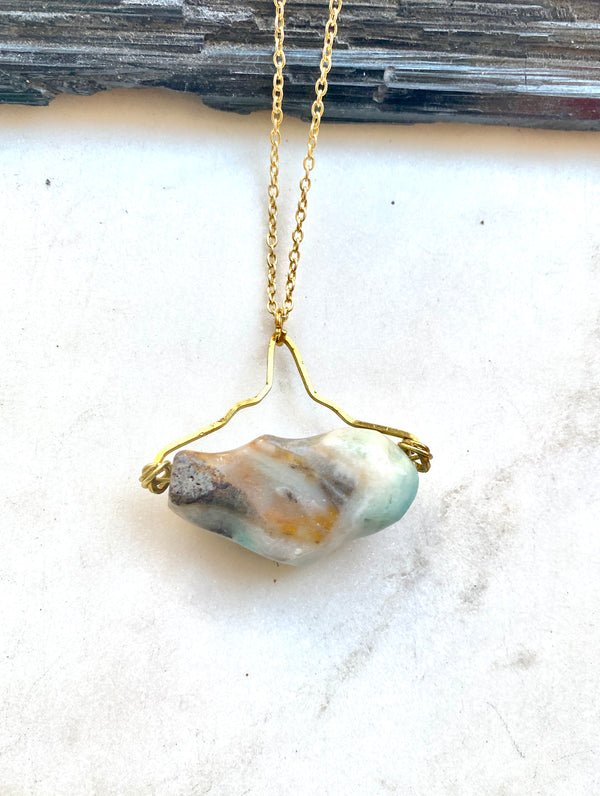 Handmade Amazonite Necklace with a Gold (Brass) Chain