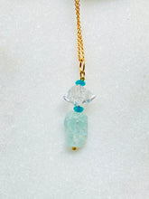 Load image into Gallery viewer, Aquamarine and Herkimer Diamond Goldfilled Necklace.