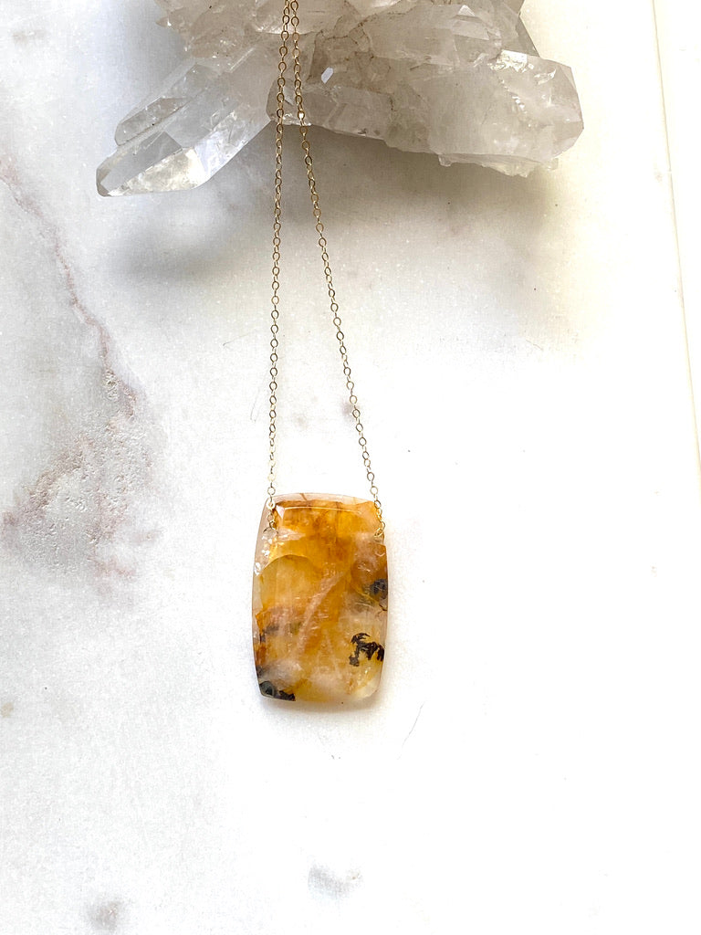 Quartz (Yellow) Goldfilled Necklace. Hand crafted by Full Moon Designs.