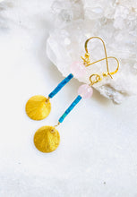 Load image into Gallery viewer, Rose Quartz and Turquoise Gold Earrings