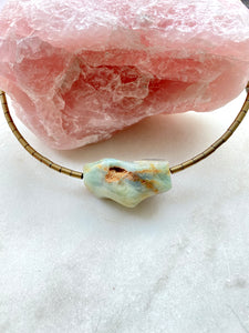 Natural Amazonite choker. Front view. Hand crafted by Full Moon Designs.