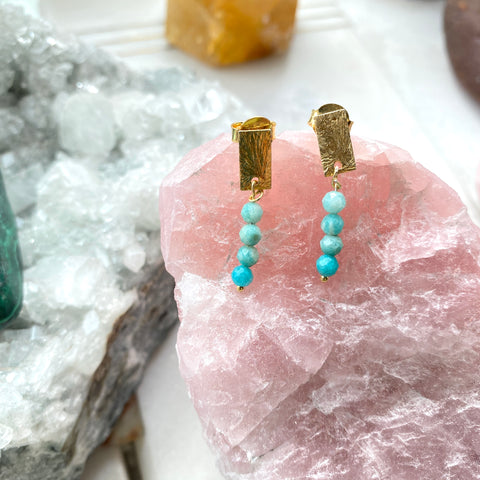 Amazonite Gold Earrings by Full Moon Designs 