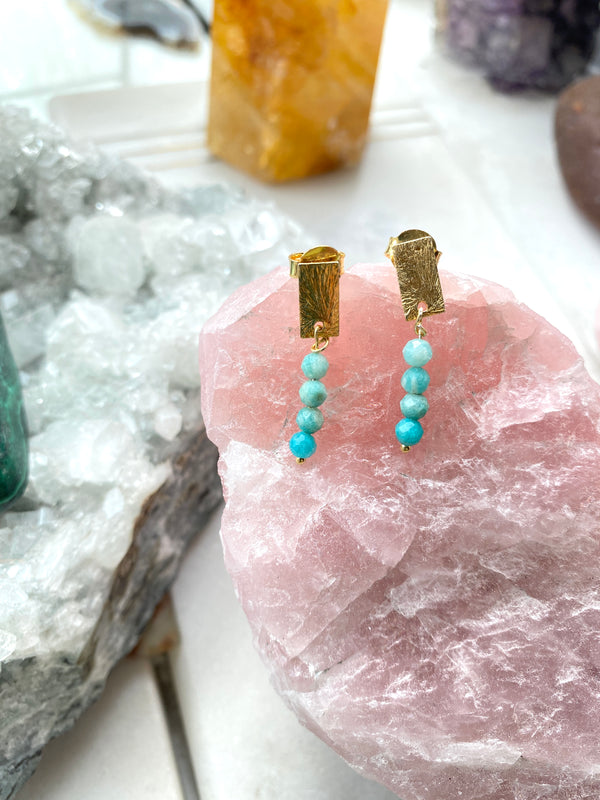 Amazonite Gold Earrings by Full Moon Designs 