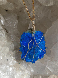 close up of bright blue quartz necklace gemstone jewellery, full moon deisgns