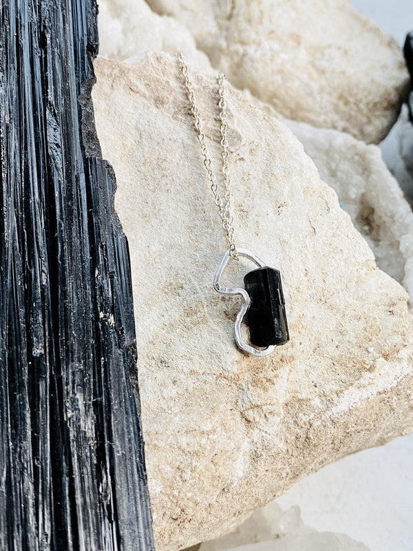 Silver  BlackTourmaline Necklace by Full Moon Designs