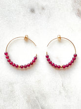 Load image into Gallery viewer, Natural Garnet Goldfilled Hoops