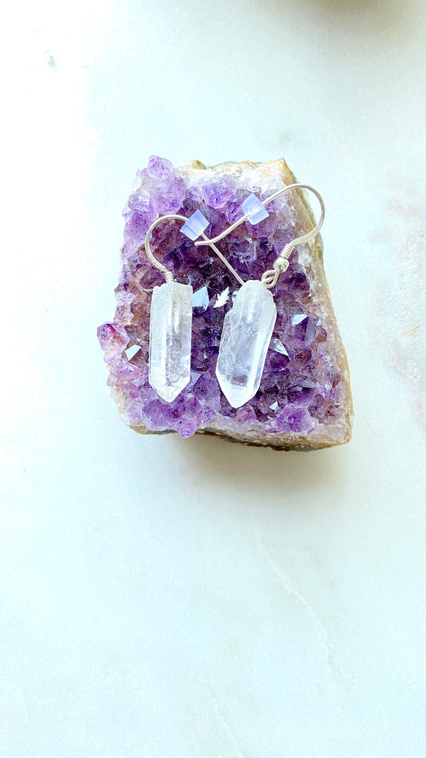 Quartz Silver Earrings