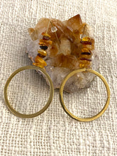 Load image into Gallery viewer, Amber (natural) Brass Earrings.  Front view. Hand crafted by Full Moon Designs.