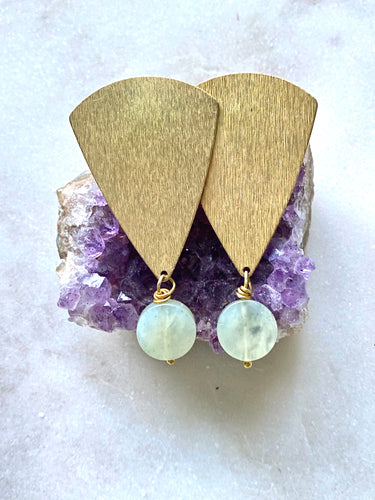 Jade brass earrings