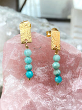 Load image into Gallery viewer, Amazonite Gold Earrings by Full Moon Designs 