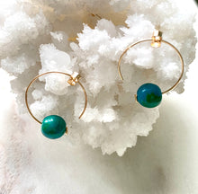 Load image into Gallery viewer, Chrysocolla Goldfilled Hoops.