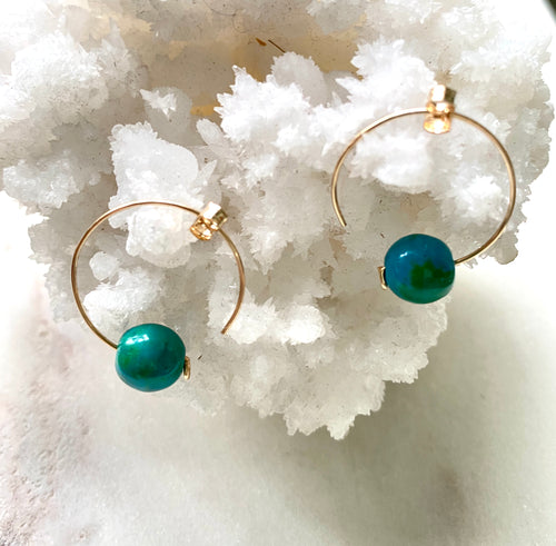 Chrysocolla Goldfilled Hoops.