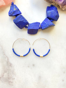 Lapis Lazuli Gold filled Hoops Earrings. Hand crafted in London.