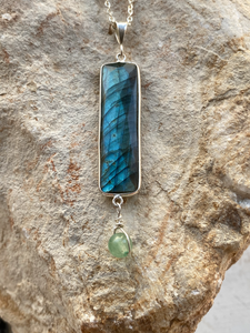 Labradorite with Jade on Sterling Silver Pendant - Full Moon Designs