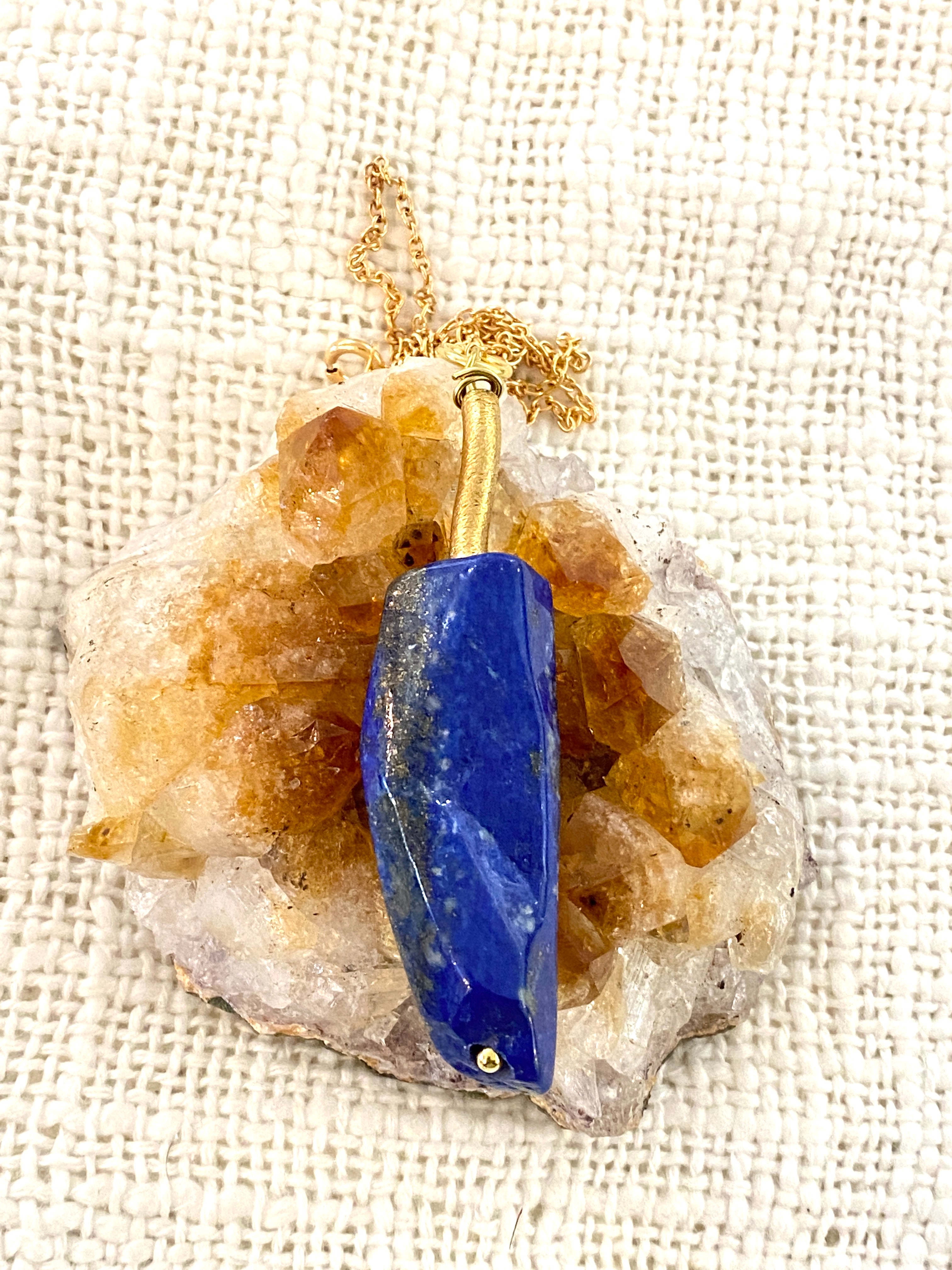 Lapis Lazuli Gold Necklace Full Moon Designs