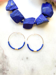 Lapis Lazuli Gold filled Hoops Earrings