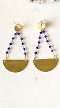 Load image into Gallery viewer, Lapis Lazuli Brass Earrings