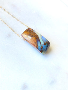 Boulder opal with goldfilled chain. Handmade by full moon designs.