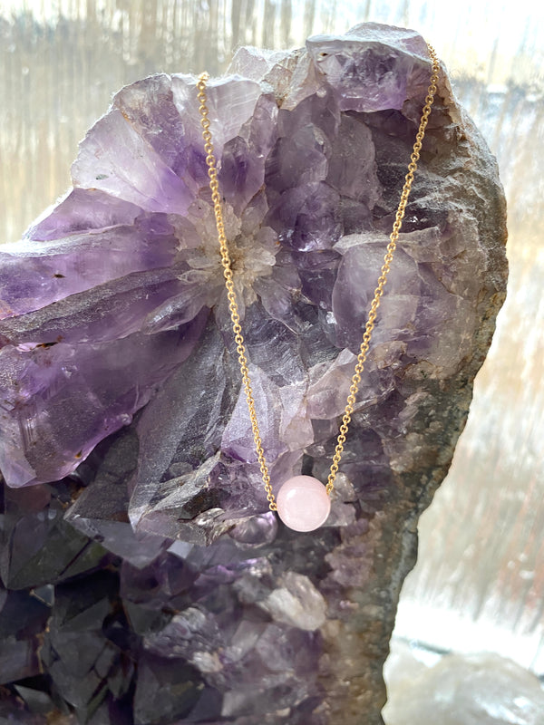 Rose Quartz Goldfilled Necklace.