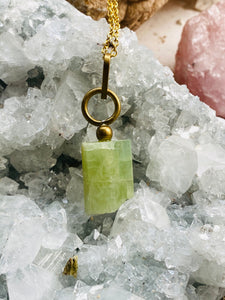 Green Aquamarine Brass Necklace 