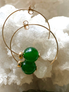 Jade Gold Filled Hoops Earrings