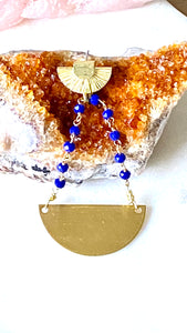 Lapis Lazuli Brass Earrings. Single
