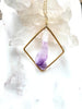 Amethyst Brass Necklace. Diamond shape