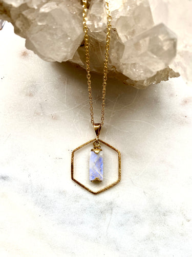 Moonstone gold on silver necklace