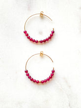 Load image into Gallery viewer, Garnet Goldfilled Hoops