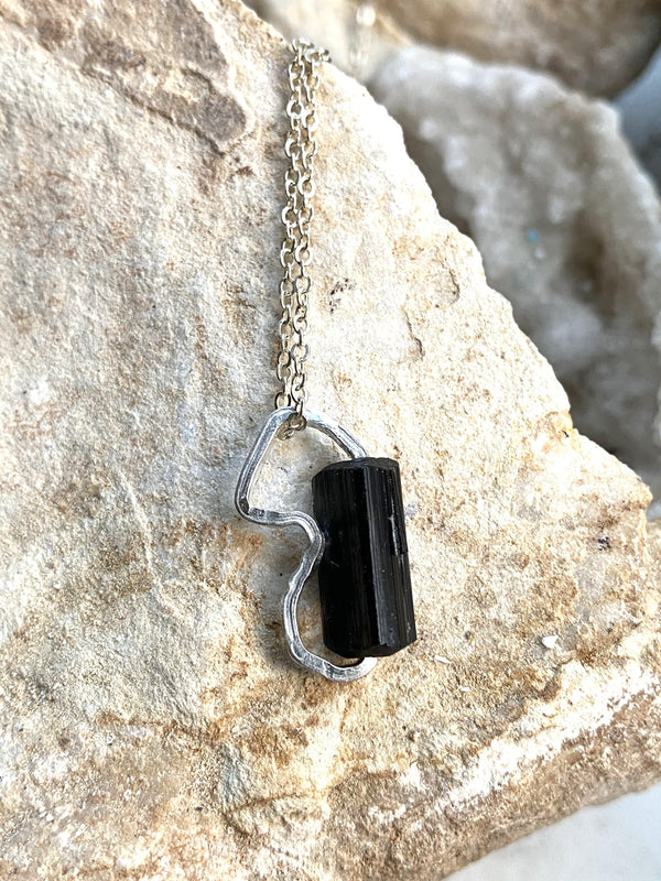 Silver  BlackTourmaline Necklace - Full Moon Designs